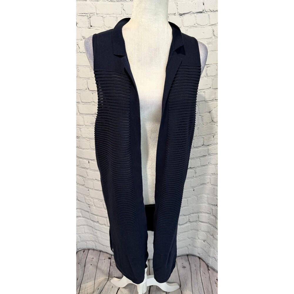 Chico’s Chicos Sweater Vest Women's Navy-Blue long duster Size 1/Medium